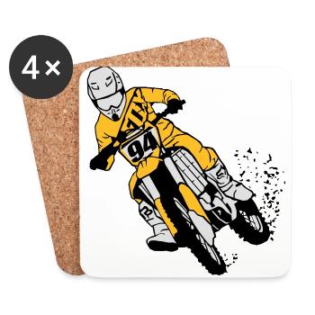 Moto Cross - Untersetzer (4er-Set) - Weiß - Vorne