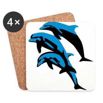 Delfin, Delfine - Dolphin - Untersetzer (4er-Set) - Weiß - Vorne