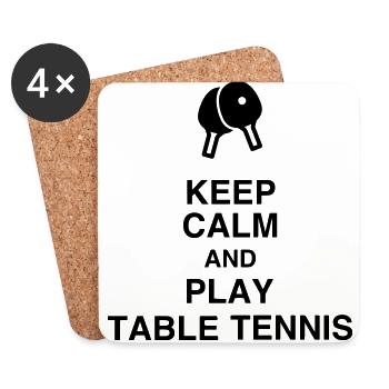 Table Tennis - Ping Pong - Sport - Racket - Ball - Untersetzer (4er-Set) - Weiß - Vorne