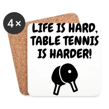 Table Tennis - Ping Pong - Sport - Racket - Ball - Untersetzer (4er-Set) - Weiß - Vorne