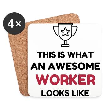 Arbeiter / Fabrik / Arbeit / Job - Untersetzer (4er-Set) - Weiß - Vorne