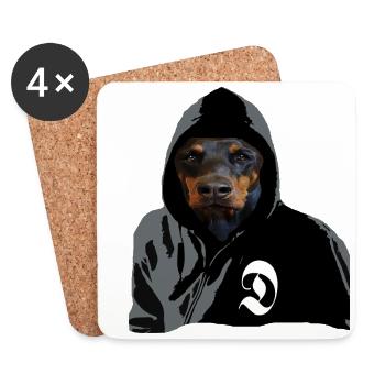 Doberman chien de race, Doberman - Dessous de verre (lot de 4) - blanc - Devant
