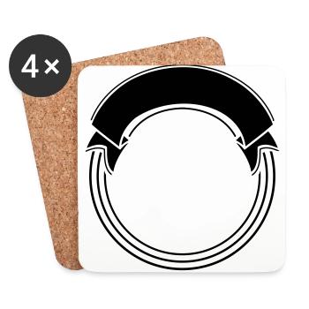 Banner Circle Arch Wreath Frame Photo Frame Template - Coasters (set of 4) - white - Front