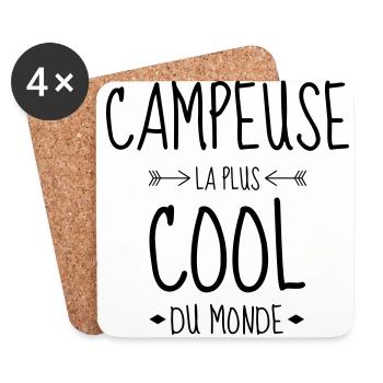 Campingplatz / Camper / Camping / Camp - Untersetzer (4er-Set) - Weiß - Vorne