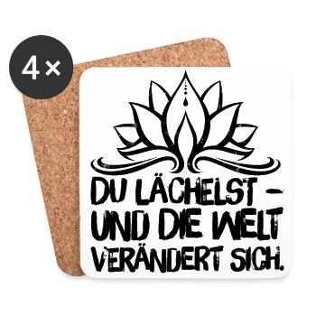Yoga Meditation Spiritualität Lächeln Schwarz - Untersetzer (4er-Set) - Weiß - Vorne