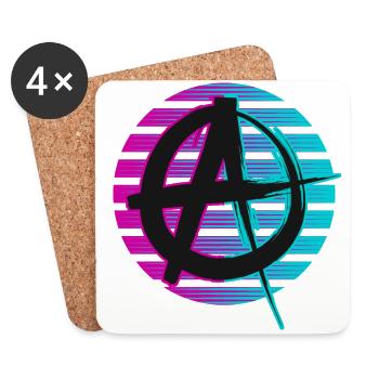 Anarchist Anarchism Anarchy Neon Symbol - Coasters (set of 4) - white - Front