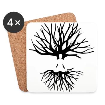 Yoga Meditation, Baum mit Wurzeln - Untersetzer (4er-Set) - Weiß - Vorne