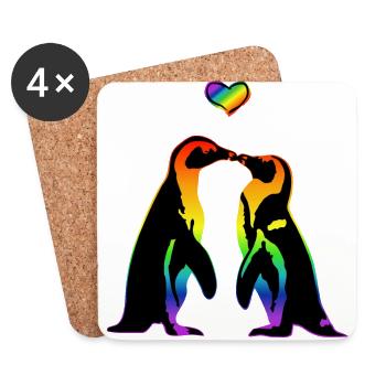 Gay penguins in love, lgbtq pride - Coasters (set of 4) - white - Front