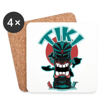 Tiki sous-marin - Dessous de verre (lot de 4) - blanc - Devant
