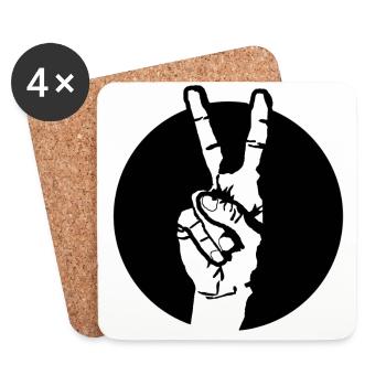 Peace Hand Zeichen - Untersetzer (4er-Set) - Weiß - Vorne