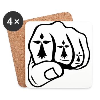 fist close ermine breton symbol - Coasters (set of 4) - white - Front
