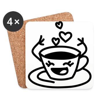 Coffee Cup Love - Coasters (set of 4) - white - Front