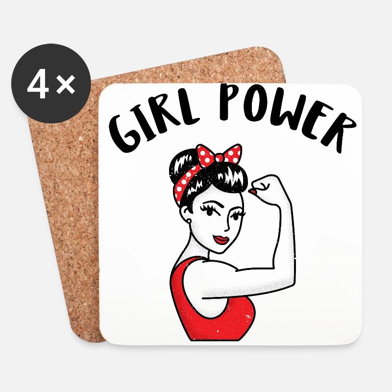 Girl Power - Untersetzer (4er-Set) - Weiß