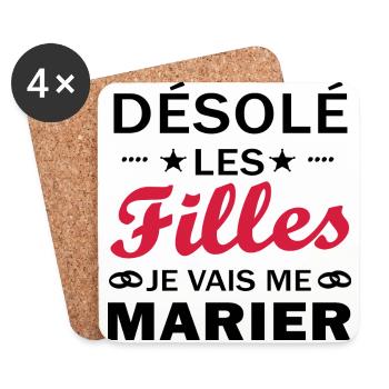 désolé les filles je vais me marier - Dessous de verre (lot de 4) - blanc - Devant
