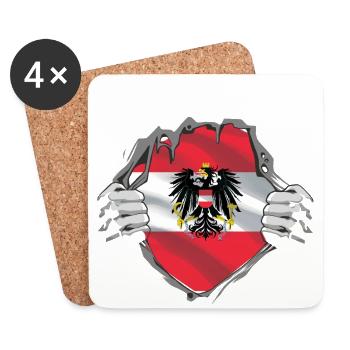 Drapeau de l'Autriche, cadeau de super-héros armoiries - Dessous de verre (lot de 4) - blanc - Devant
