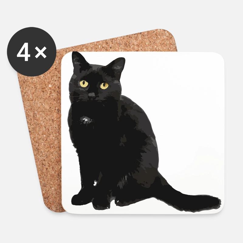 cat - Coasters (set of 4) - white