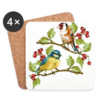 Die Vögel - Untersetzer (4er-Set) - Weiß - Vorne