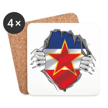 Idée cadeau nostalgie des Balkans Yougoslavie - Dessous de verre (lot de 4) - blanc - Devant
