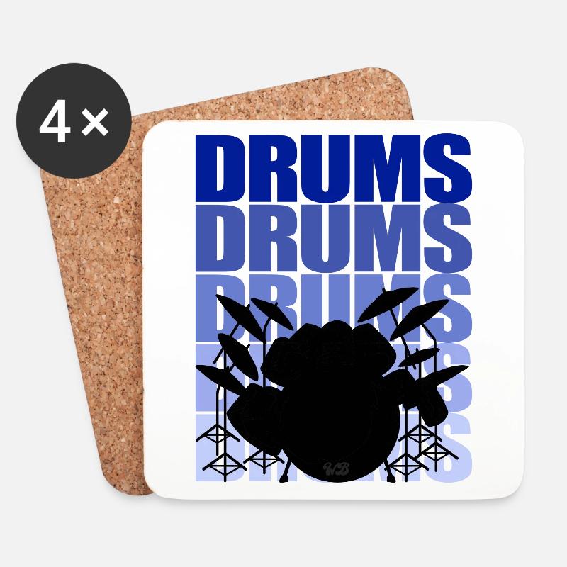 Drums blue - Untersetzer (4er-Set) - Weiß