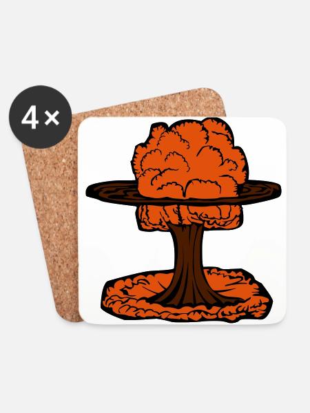 Nuclear Explosion Mushroom Cloud - Coasters (set of 4) - white