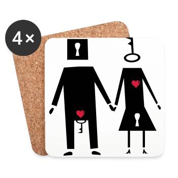 couple couple drôle - Dessous de verre (lot de 4) - blanc - Devant