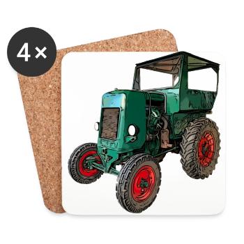 Tractor DDR activist RS03 - Coasters (set of 4) - white - Front