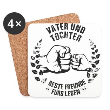 Vater und Tochter Beste Freunde fürs Leben - Untersetzer (4er-Set) - Weiß - Vorne
