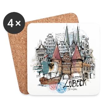 Hansestadt Lübeck - Untersetzer (4er-Set) - Weiß - Vorne