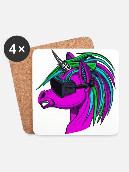 Punk Rock Unicorn - Coasters (set of 4) - white