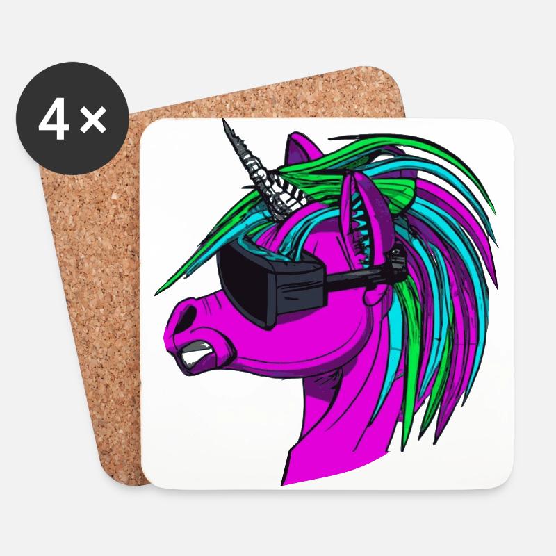 Punk Rock Einhorn - Untersetzer (4er-Set) - Weiß