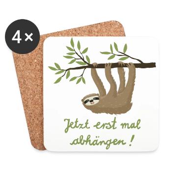 Faultier abhängen 2 - Untersetzer (4er-Set) - Weiß - Vorne