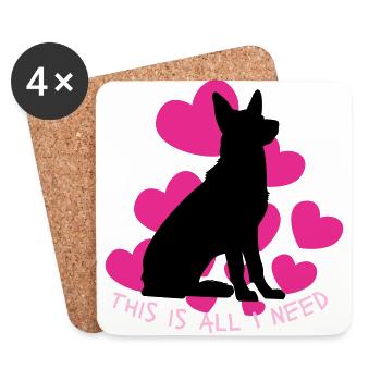 This is all I need - for German Shepherd fans - Coasters (set of 4) - white - Front