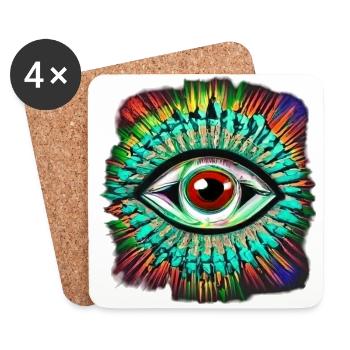 Oeil Psychédélique - Dessous de verre (lot de 4) - blanc - Devant