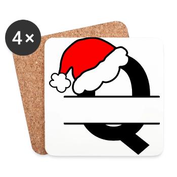 Weihnachtsalphabet Buchstabe Q zum Anpassen - Untersetzer (4er-Set) - Weiß - Vorne