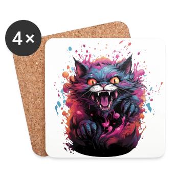 Evil kitty colorful - Coasters (set of 4) - white - Front
