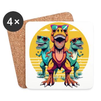 Screaming dinosaurs - Coasters (set of 4) - white - Front