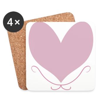 PINK HEART - Coasters (set of 4) - white - Front
