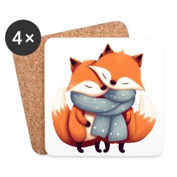 Fuchs Paar - Untersetzer (4er-Set) - Weiß - Vorne