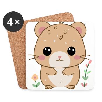 Trauriger Hamster - Untersetzer (4er-Set) - Weiß - Vorne