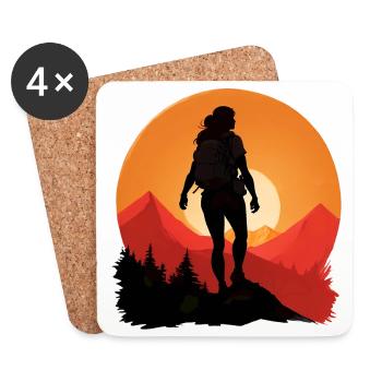 Hiking Hiking Female Woman - Coasters (set of 4) - white - Front