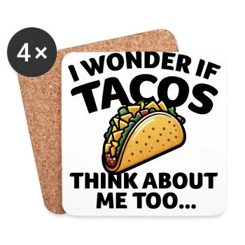 Je me demande si TACOS pense à moi aussi - Noir - Dessous de verre (lot de 4) - blanc - Devant