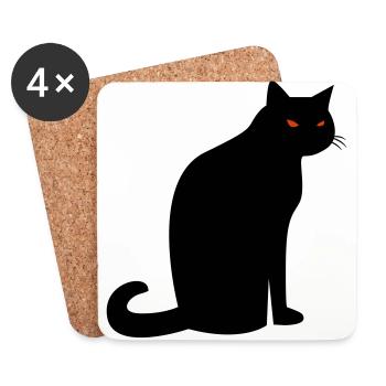 Creepy Black Cat Halloween - Coasters (set of 4) - white - Front