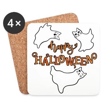 happy halloween ghost kitten - Untersetzer (4er-Set) - Weiß - Vorne