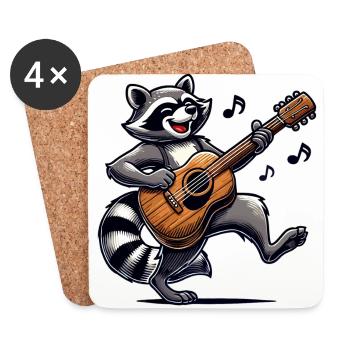 Raccoon Guitar Music - Coasters (set of 4) - white - Front