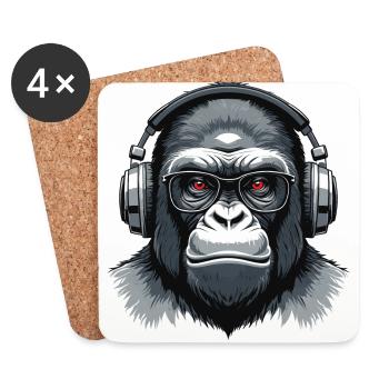 Gorilla with Headphones - Untersetzer (4er-Set) - Weiß - Vorne