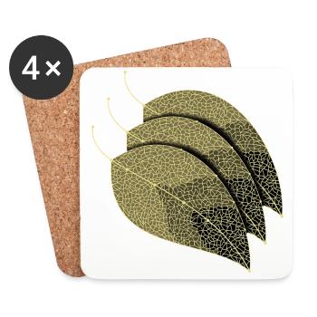 Feuilles décoratives - Dessous de verre (lot de 4) - blanc - Devant