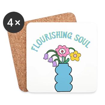 Flourishing Soul - Bouquet in Vase - Gift - Coasters (set of 4) - white - Front