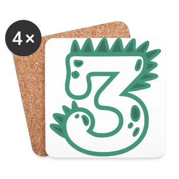 Number 3 - Coasters (set of 4) - white - Front
