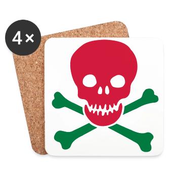 tête de mort - Dessous de verre (lot de 4) - blanc - Devant