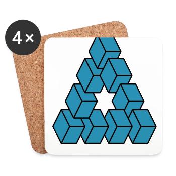 Optical illusion - Impossible figure - Coasters (set of 4) - white - Front